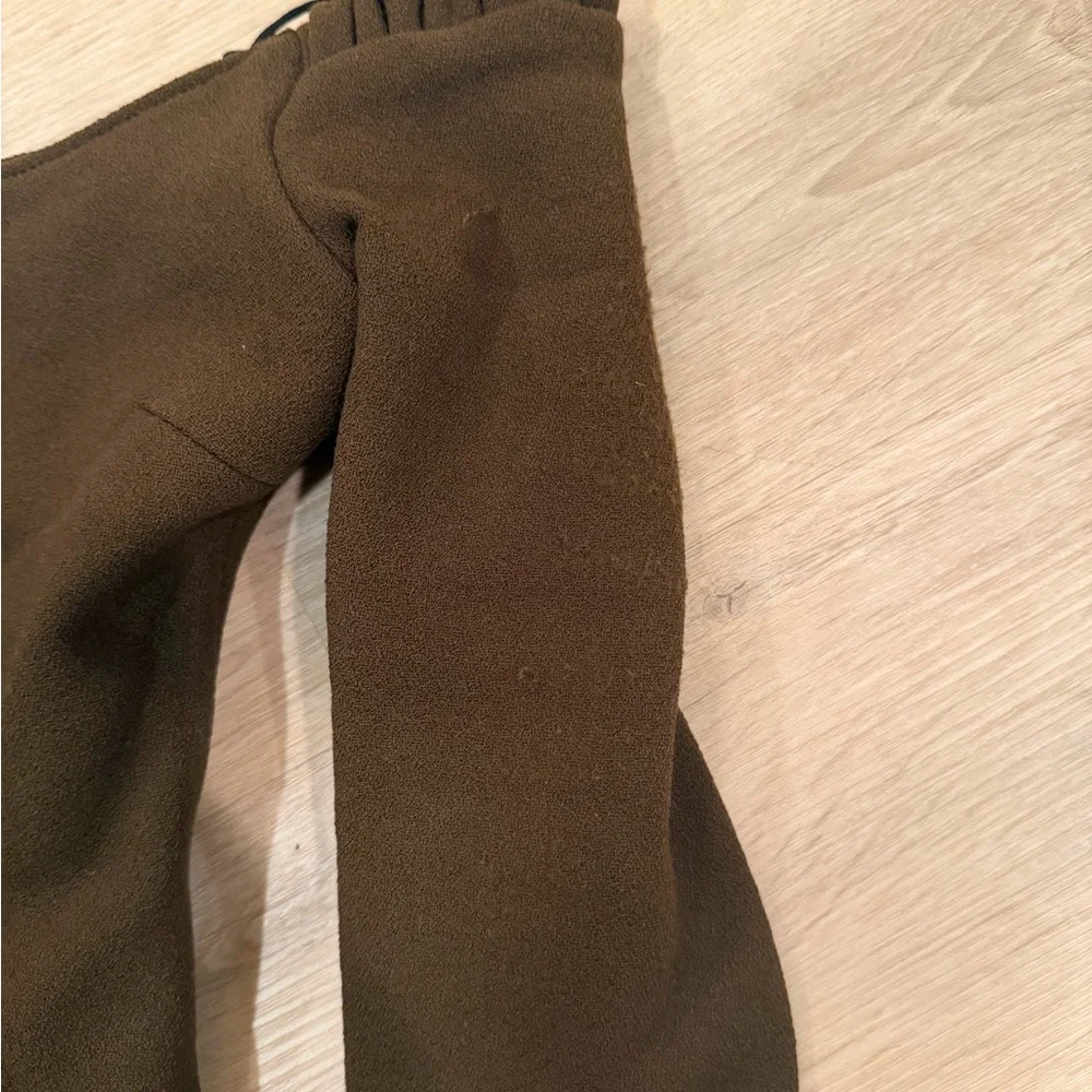 Khaite Off-Shoulder  Octavia Long Sleeve Brown Bodycon Dress - Picture 5 of 5